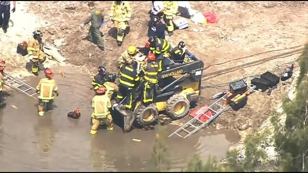 Worker airlifted after leg caught in construction machine