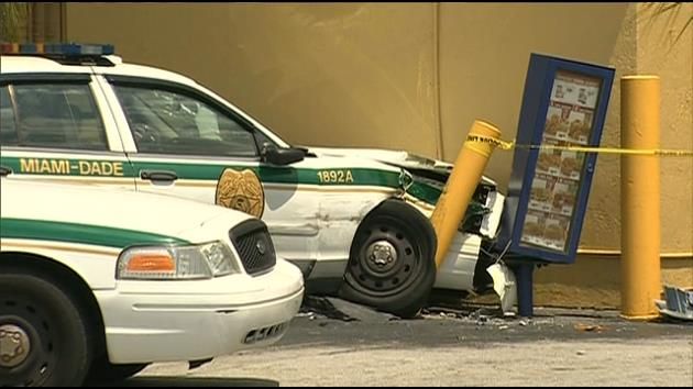 Teen crashes into Church's drive-thru after allegedly stealing police cruiser