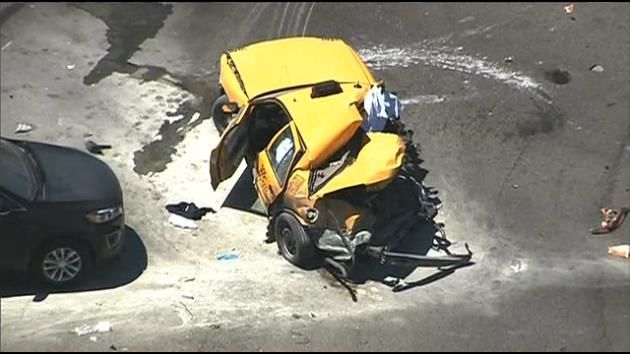 1 dead, 10 hurt after dump truck slams into taxi, triggers multi-vehicle crash