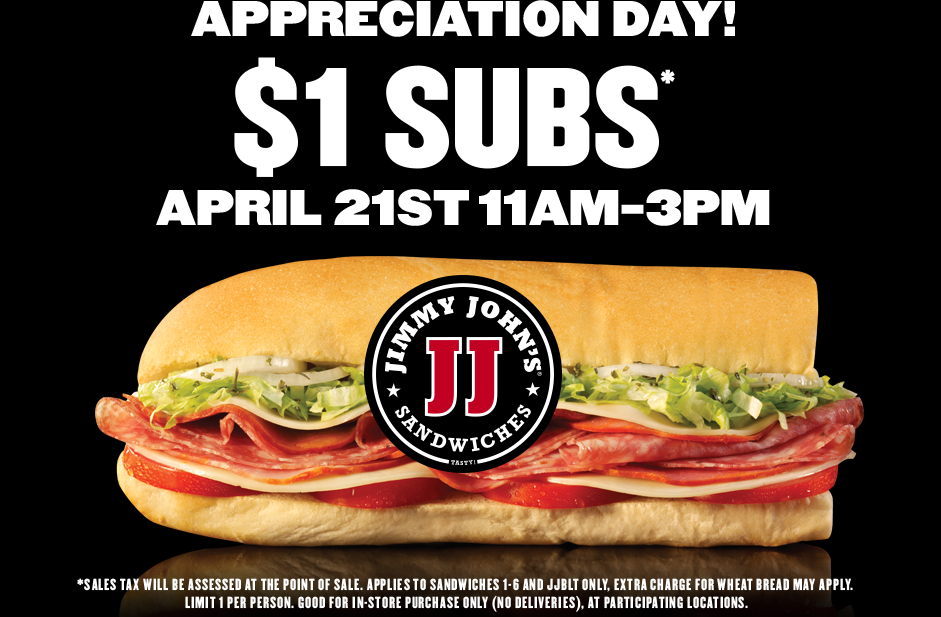 Jimmy John's to offer $1 subs on Thursday