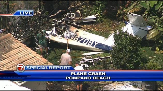 Plane crashes in Pompano Beach causes house fire; 3 critically injured
