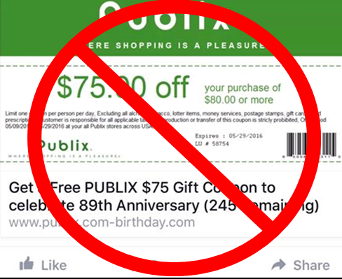 Viral $75 off Publix coupon is fake
