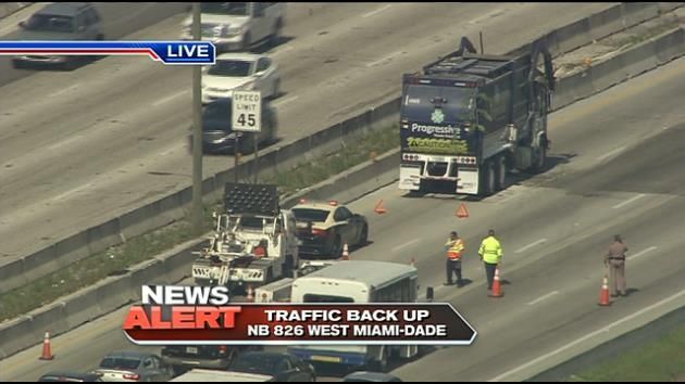 Garbage truck fire forces temporary closure of 826