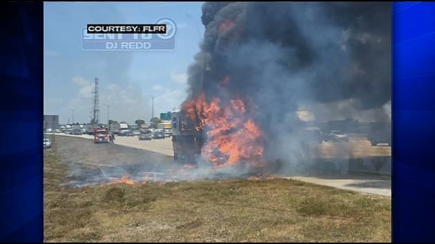 Two lanes closed on I-95 after RV catches fire