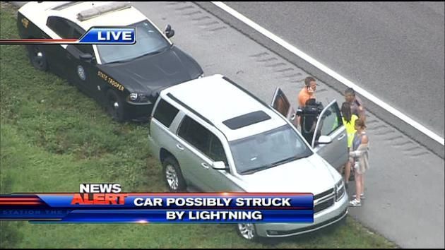 SUV on I-75 possibly hit by lighting