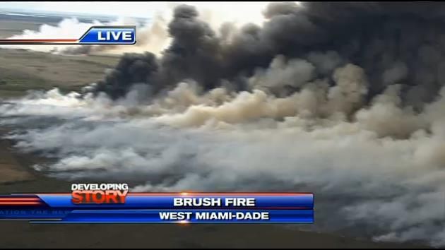 2 brush fires spark up near Krome Ave.