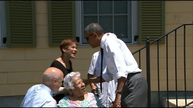 Obama sees message of resilience on streets of New Orleans