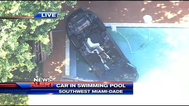 Car flips into swimming pool in SW Miami-Dade; no injuries