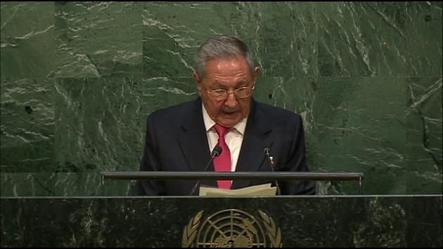 Raul Castro speaks at UN assembly on ending US Embargo