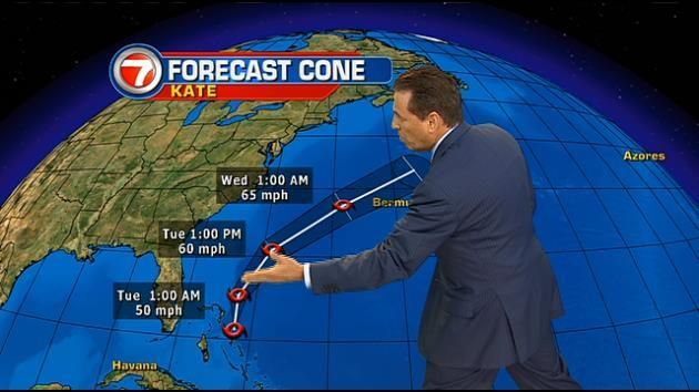 Tropical Storm Kate swirls in Atlantic near the Bahamas
