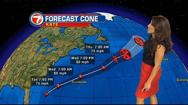 Tropical Storm Kate racing northeast, away from US coast