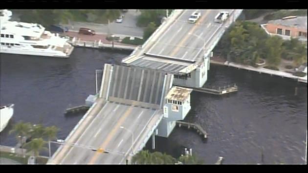 Fort Lauderdale bridge stuck upright