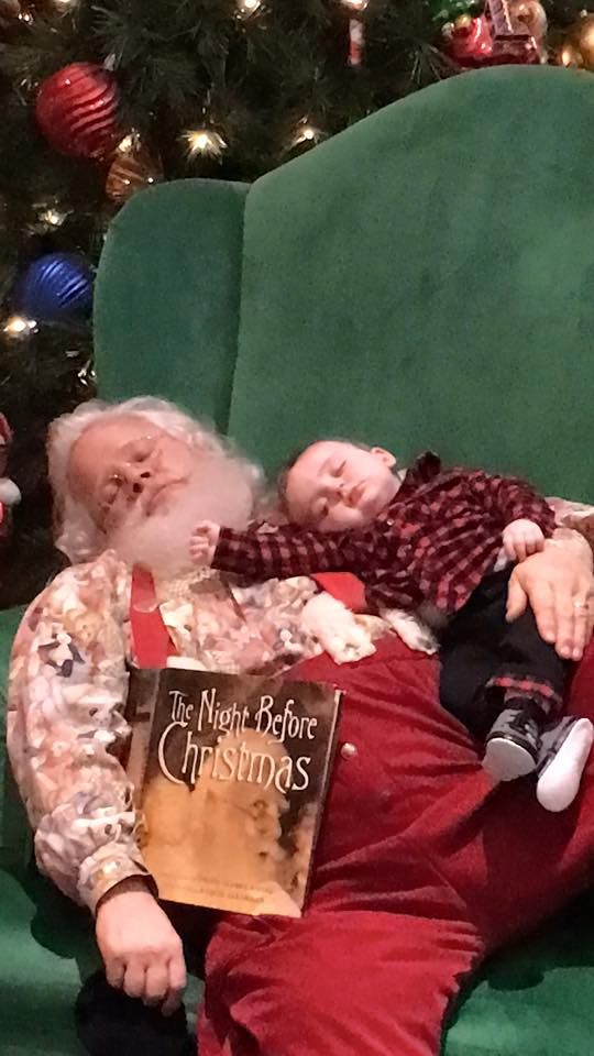 Holiday photos go viral after sleeping baby meets Santa