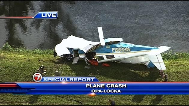 3 people, dog hurt after plane crashes near Opa-locka canal