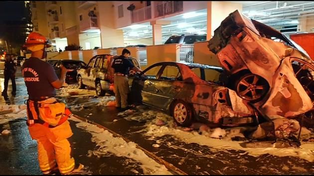 Car busts into flames after crash in Miami, killing 1