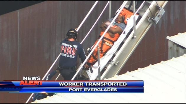 Emergency crews rescue Port Everglades cargo ship worker